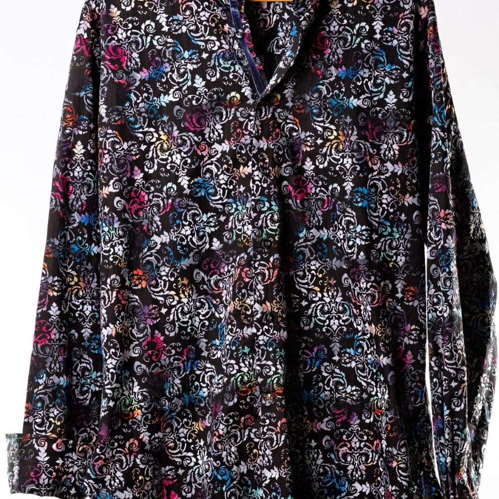 Luchiano Visconti Black Label Multicolor Baroque Cotton Shirt XL
